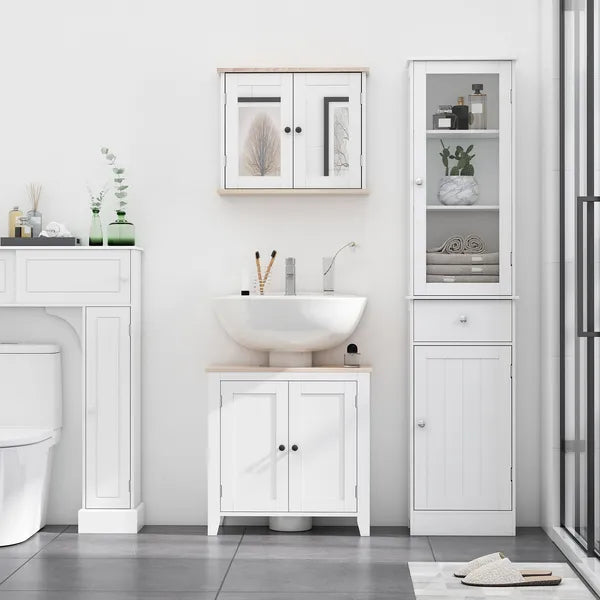 Kleankin Slim Bathroom Storage Cabinet Tall Narrow Linen Tower with Acrylic Door Drawer and Shelves White - product image 11