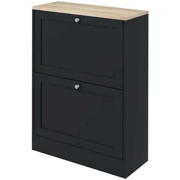 HOMCOM Slim Shoe Storage Cabinet, Modern Shoe Cabinet with 2 Flip Drawers and Adjustable Shelves for 12 Pairs, Black - product image 1