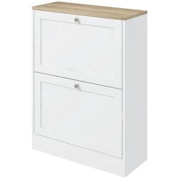 Slim Shoe Storage Cabinet, Modern Shoe Cabinet with 2 Flip Drawers and Adjustable Shelves for 12 Pairs, White - product image 1