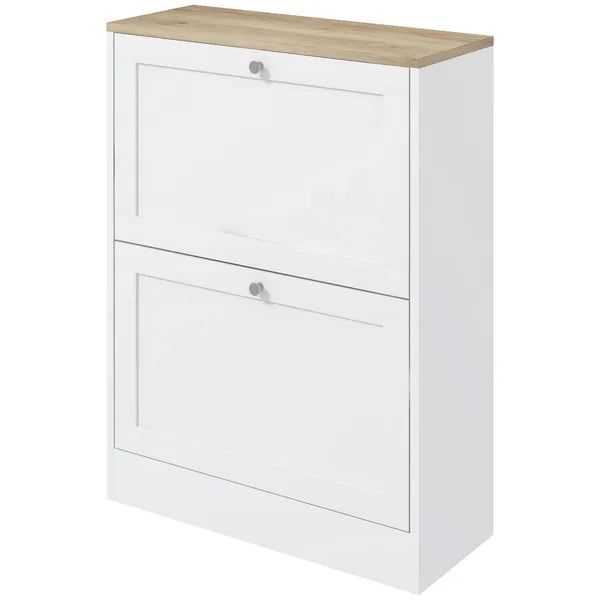 Slim Shoe Storage Cabinet, Modern Shoe Cabinet with 2 Flip Drawers and Adjustable Shelves for 12 Pairs, White - product image 1