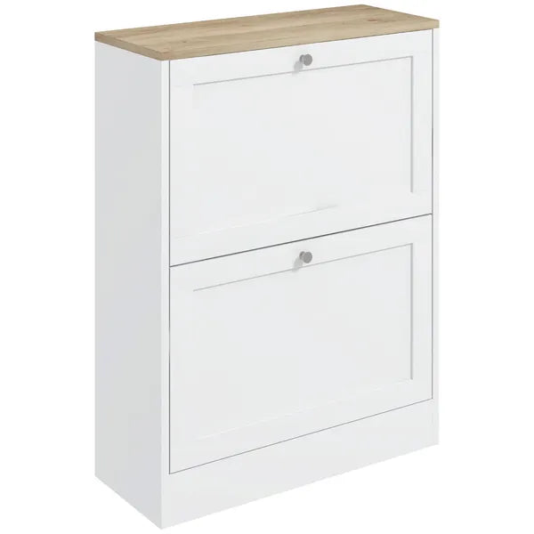 Slim Shoe Storage Cabinet, Modern Shoe Cabinet with 2 Flip Drawers and Adjustable Shelves for 12 Pairs, White - product image 11
