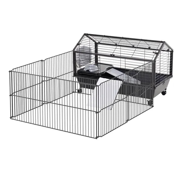 Small Animal Hutch 35L Cage with Wheels Bunny Playpen House Black for Guinea Pig Chinchilla - product image 1
