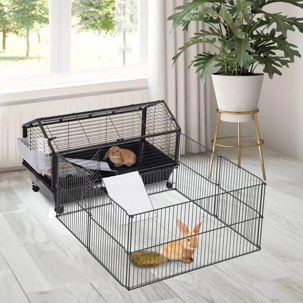 Small Animal Hutch 35L Cage with Wheels Bunny Playpen House Black for Guinea Pig Chinchilla - product image 2