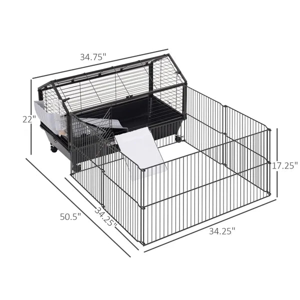 Small Animal Hutch 35L Cage with Wheels Bunny Playpen House Black for Guinea Pig Chinchilla - product image 3
