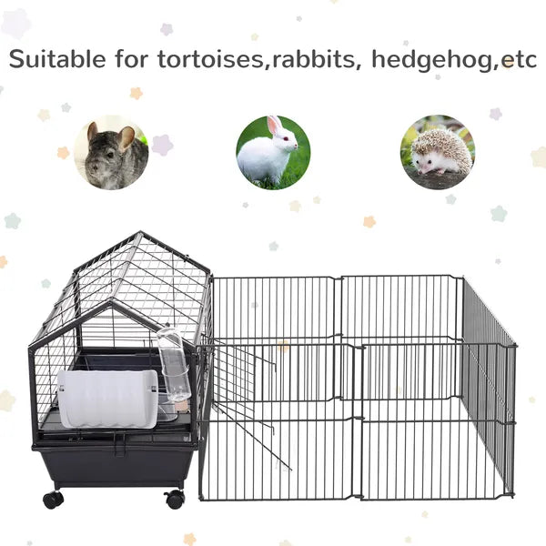 Small Animal Hutch 35L Cage with Wheels Bunny Playpen House Black for Guinea Pig Chinchilla - product image 5