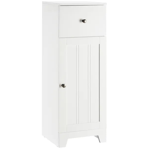 Small Bathroom Floor Storage Cabinet Free Standing Cupboard Organizer with 1 Drawer and Adjustable Shelf for Living Room, White - product image 1