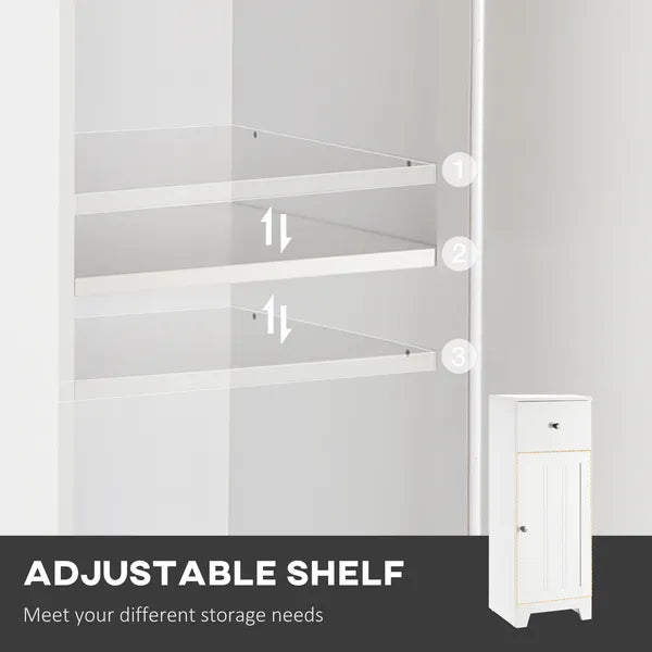 Small Bathroom Floor Storage Cabinet Free Standing Cupboard Organizer with 1 Drawer and Adjustable Shelf for Living Room, White - product image 5