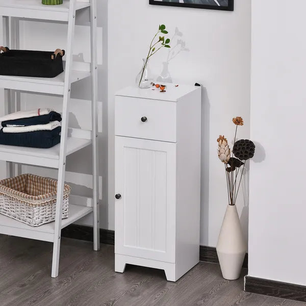 Small Bathroom Floor Storage Cabinet Free Standing Cupboard Organizer with 1 Drawer and Adjustable Shelf for Living Room, White - product image 10