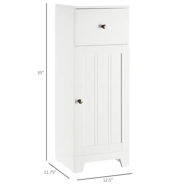 Small Bathroom Floor Storage Cabinet Free Standing Cupboard Organizer with 1 Drawer and Adjustable Shelf for Living Room, White - product image 3