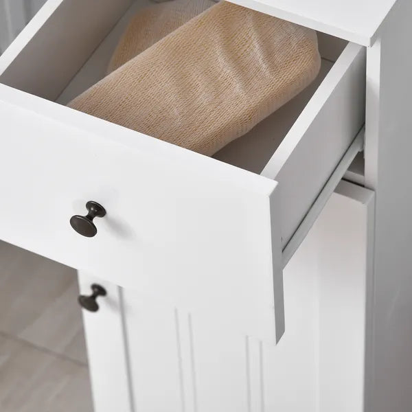 Small Bathroom Floor Storage Cabinet Free Standing Cupboard Organizer with 1 Drawer and Adjustable Shelf for Living Room, White - product image 8