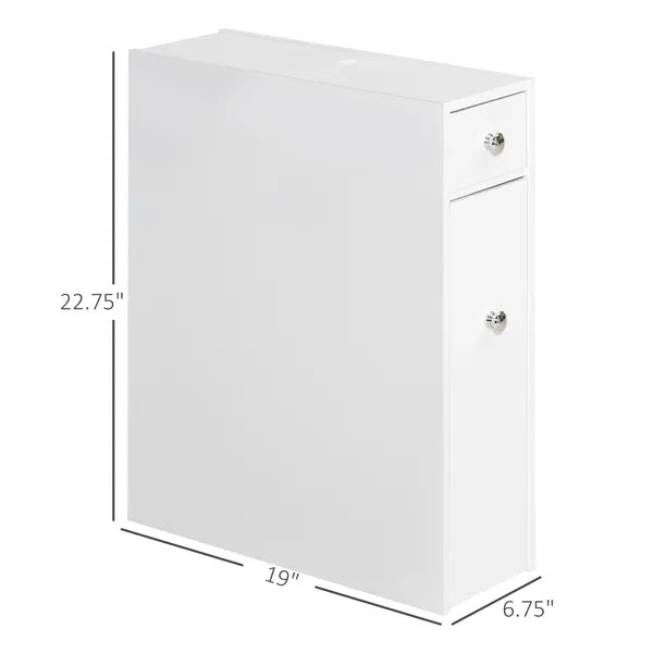 HOMCOM Small Bathroom Storage Cabinet Slim Wooden Toilet Floor Organizer with Drawers White - product image 3