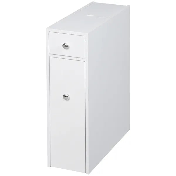 HOMCOM Small Bathroom Storage Cabinet Slim Wooden Toilet Floor Organizer with Drawers White - product image 11