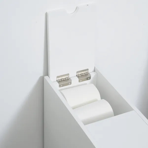 HOMCOM Small Bathroom Storage Cabinet Slim Wooden Toilet Floor Organizer with Drawers White - product image 8