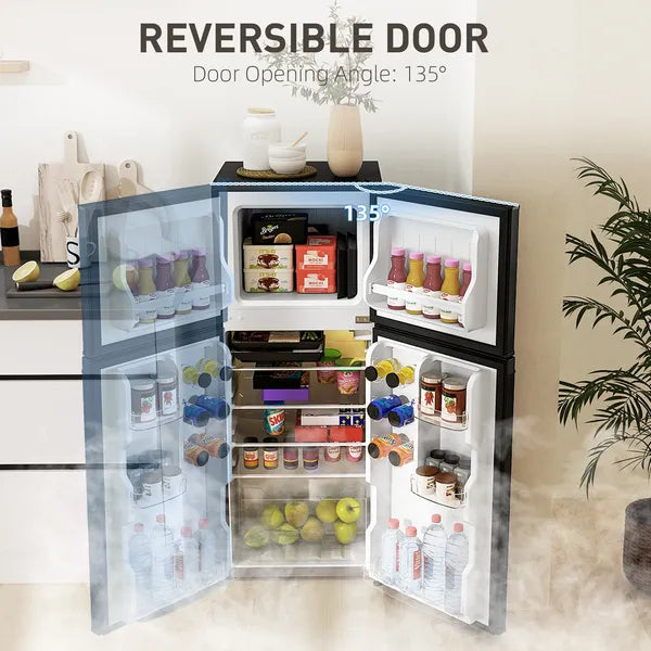 HOMCOM Small Fridge with Freezer, 4 Cu Ft Refrigerator with Reversible Doors, Black - product image 6