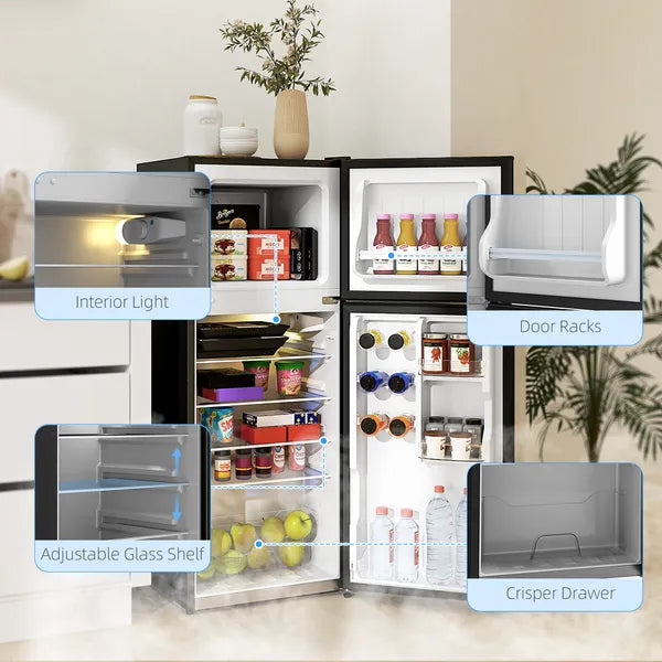 HOMCOM Small Fridge with Freezer, 4 Cu Ft Refrigerator with Reversible Doors, Black - product image 7