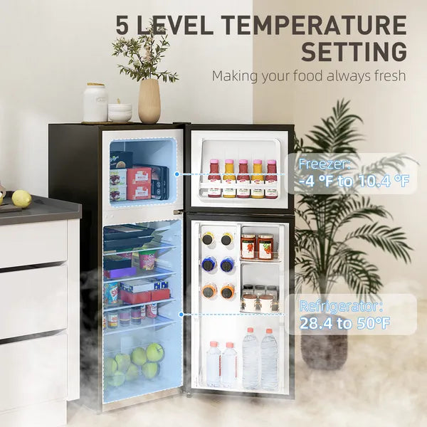 HOMCOM Small Fridge with Freezer, 4 Cu Ft Refrigerator with Reversible Doors, Black - product image 5