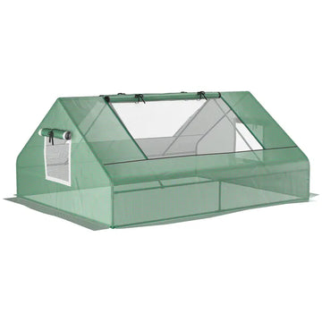 Outsunny Small Greenhouse 71 x 55 x 32 Outdoor Flower Planter Hot House with Zipper Windows and Door Green - product image 1
