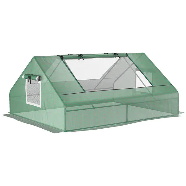 Outsunny Small Greenhouse 71 x 55 x 32 Outdoor Flower Planter Hot House with Zipper Windows and Door Green - product image 1