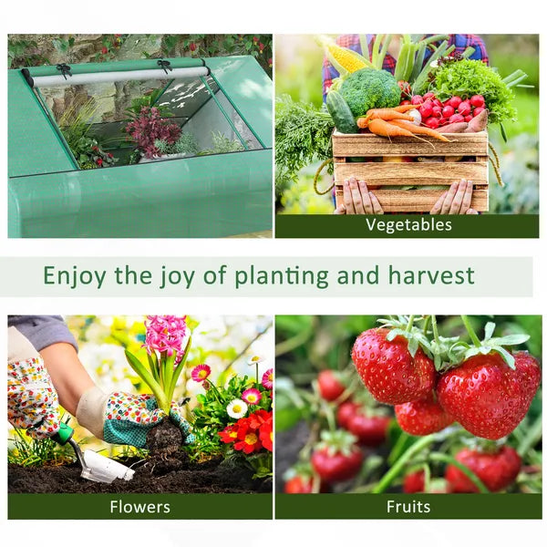Outsunny Small Greenhouse 71 x 55 x 32 Outdoor Flower Planter Hot House with Zipper Windows and Door Green - product image 7