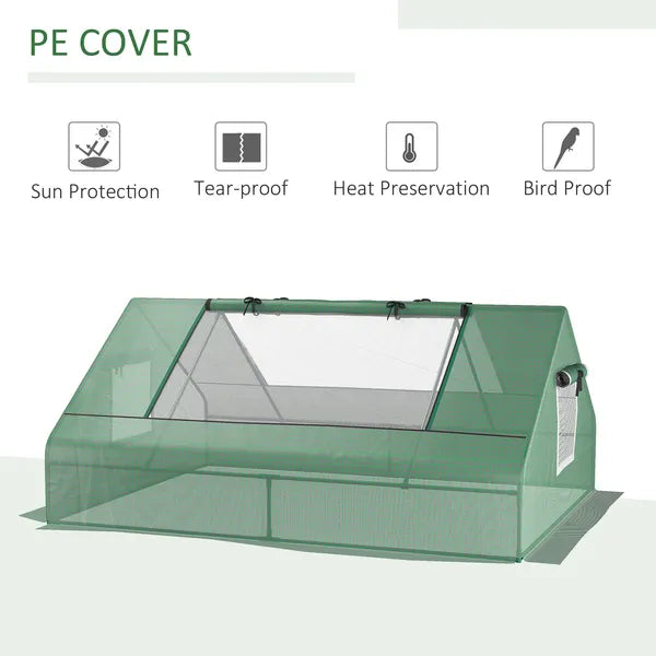Outsunny Small Greenhouse 71 x 55 x 32 Outdoor Flower Planter Hot House with Zipper Windows and Door Green - product image 4