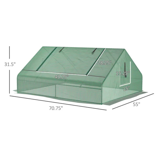 Outsunny Small Greenhouse 71 x 55 x 32 Outdoor Flower Planter Hot House with Zipper Windows and Door Green - product image 3