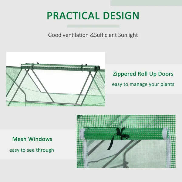 Outsunny Small Greenhouse 71 x 55 x 32 Outdoor Flower Planter Hot House with Zipper Windows and Door Green - product image 6