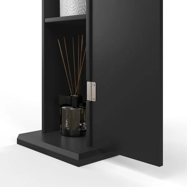 HOMCOM Small Toilet Paper Cabinet, Bathroom Corner Cabinet with Doors and Shelves for Paper Shampoo, Black - product image 9