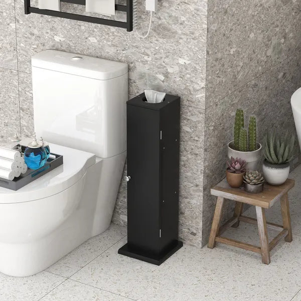 HOMCOM Small Toilet Paper Cabinet, Bathroom Corner Cabinet with Doors and Shelves for Paper Shampoo, Black - product image 10