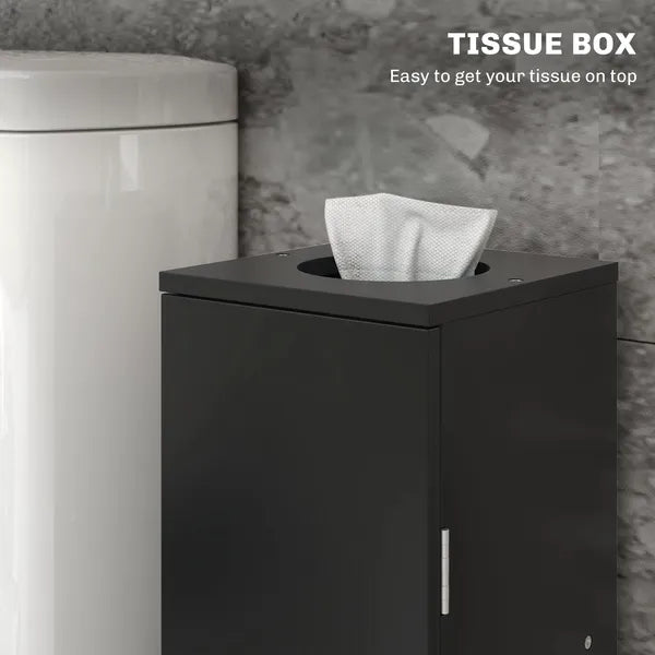 HOMCOM Small Toilet Paper Cabinet, Bathroom Corner Cabinet with Doors and Shelves for Paper Shampoo, Black - product image 6