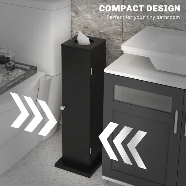 HOMCOM Small Toilet Paper Cabinet, Bathroom Corner Cabinet with Doors and Shelves for Paper Shampoo, Black - product image 4
