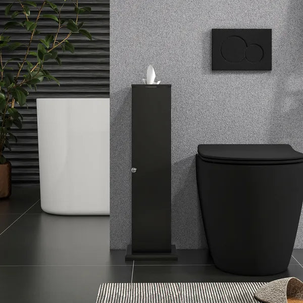 HOMCOM Small Toilet Paper Cabinet, Bathroom Corner Cabinet with Doors and Shelves for Paper Shampoo, Black - product image 7