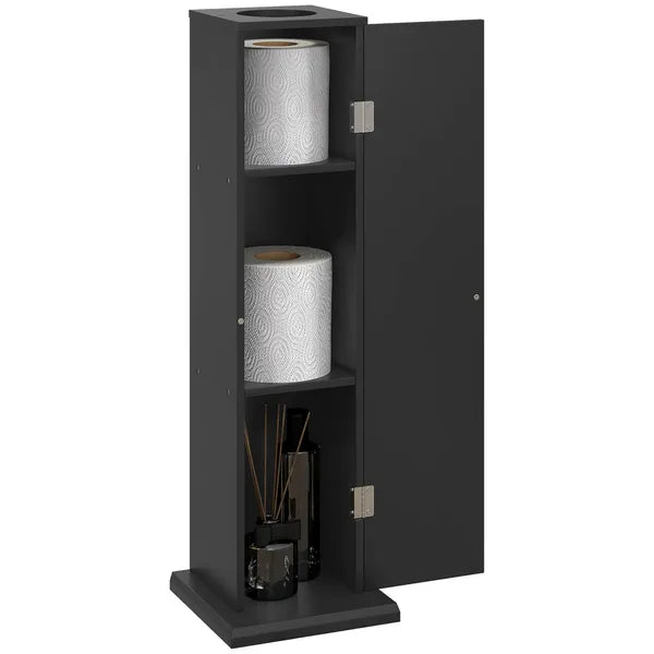 HOMCOM Small Toilet Paper Cabinet, Bathroom Corner Cabinet with Doors and Shelves for Paper Shampoo, Black - product image 11