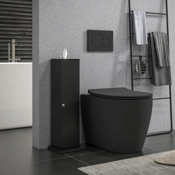 HOMCOM Small Toilet Paper Cabinet, Bathroom Corner Cabinet with Doors and Shelves for Paper Shampoo, Black - product image 2