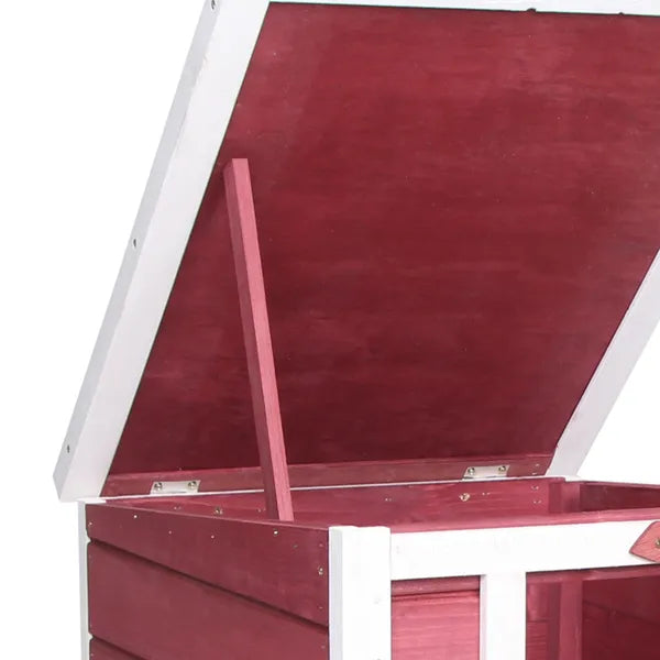 PawHut Small Wooden Rabbit Hutch Bunny Guinea Pig Dog House with Waterproof Openable Roof Red - product image 7
