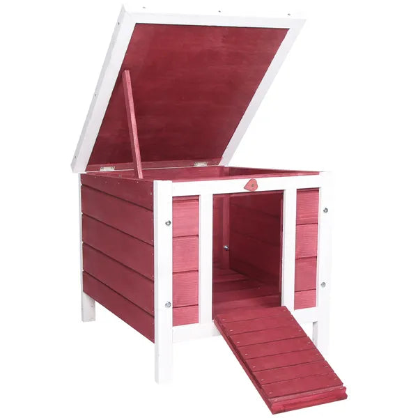 PawHut Small Wooden Rabbit Hutch Bunny Guinea Pig Dog House with Waterproof Openable Roof Red - product image 1