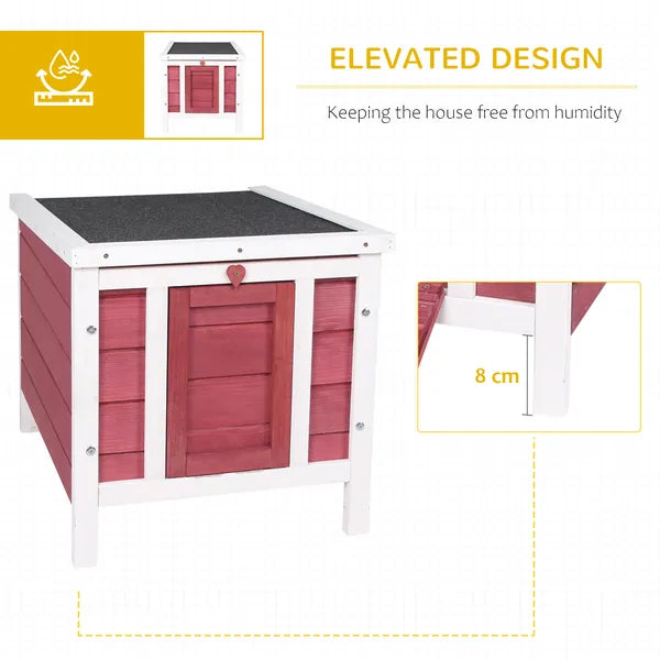 PawHut Small Wooden Rabbit Hutch Bunny Guinea Pig Dog House with Waterproof Openable Roof Red - product image 5