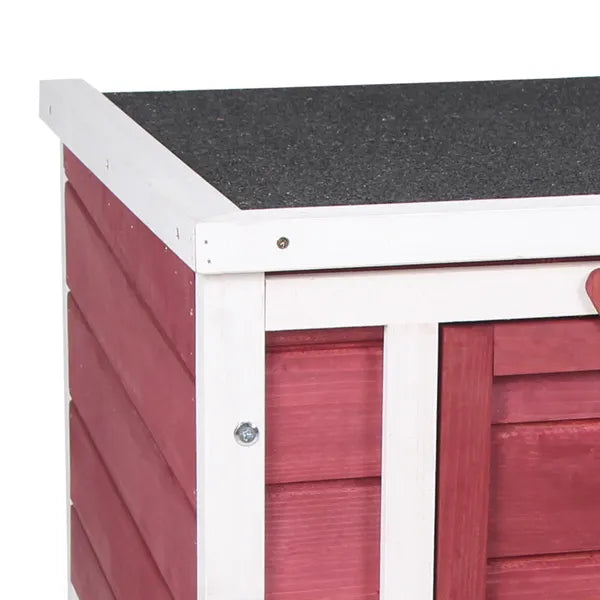 PawHut Small Wooden Rabbit Hutch Bunny Guinea Pig Dog House with Waterproof Openable Roof Red - product image 8