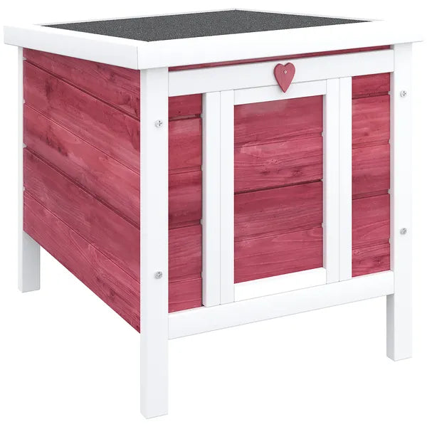 PawHut Small Wooden Rabbit Hutch Bunny Guinea Pig Dog House with Waterproof Openable Roof Red - product image 11