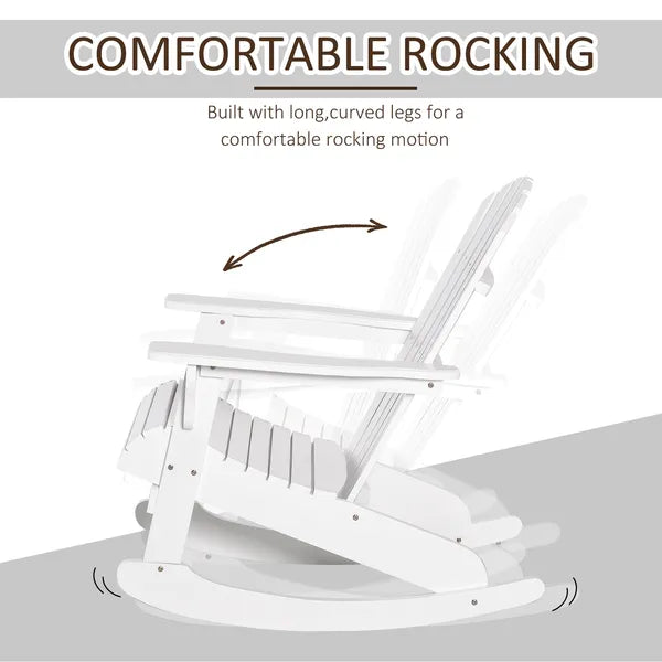 Snowy White Adirondack Rocking Chair for Outdoor Spaces, Slatted Back Design - product image 4