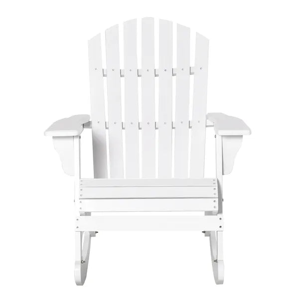 Snowy White Adirondack Rocking Chair for Outdoor Spaces, Slatted Back Design - product image 11