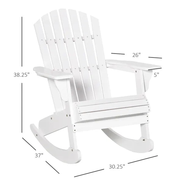 Snowy White Adirondack Rocking Chair for Outdoor Spaces, Slatted Back Design - product image 3