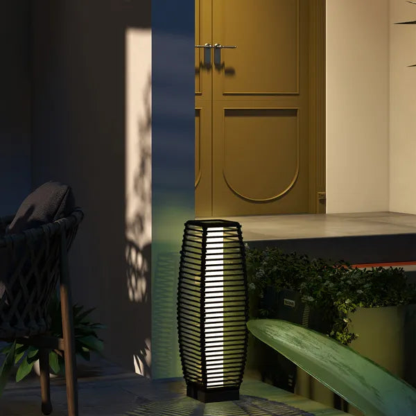 Outsunny Solar Floor Lamp, Outdoor Rattan Garden Lantern Pathway Light and Decorative Driveway Lighting with Auto On/Off LED Lights for Porch, Yard - product image 2