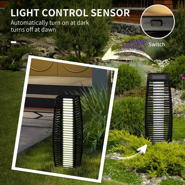 Outsunny Solar Floor Lamp, Outdoor Rattan Garden Lantern Pathway Light and Decorative Driveway Lighting with Auto On/Off LED Lights for Porch, Yard - product image 6