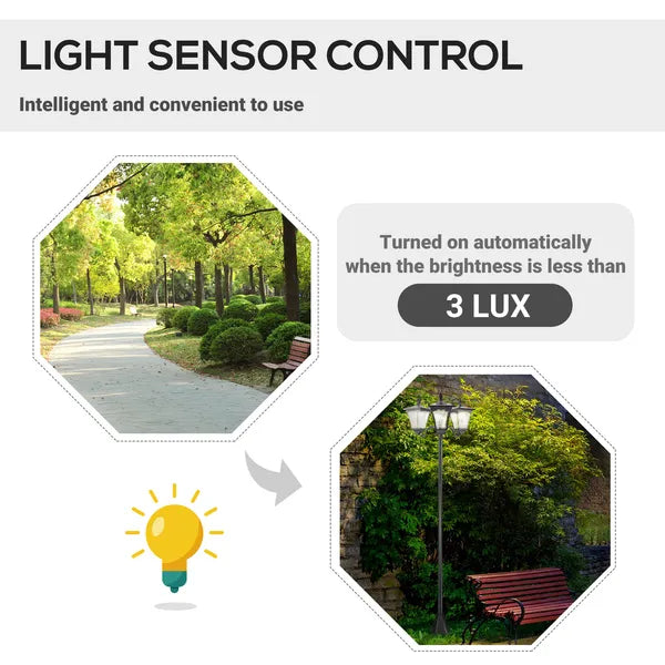 Outsunny Solar Lamp Post Lights 72 Outdoor Triple-Head Street Vintage for Backyard Garden Pathway Driveway - product image 4
