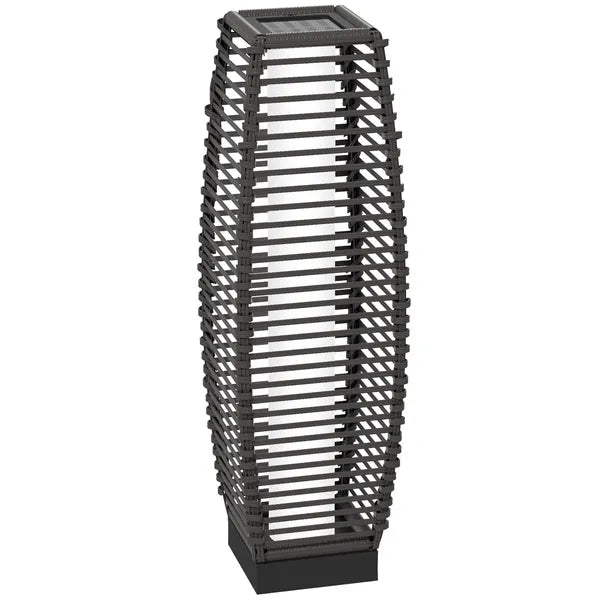 Outsunny Solar-Powered Rattan Floor Lamp, Auto On/Off LED Outdoor Garden Lantern, Pathway Light, Gray - product image 11