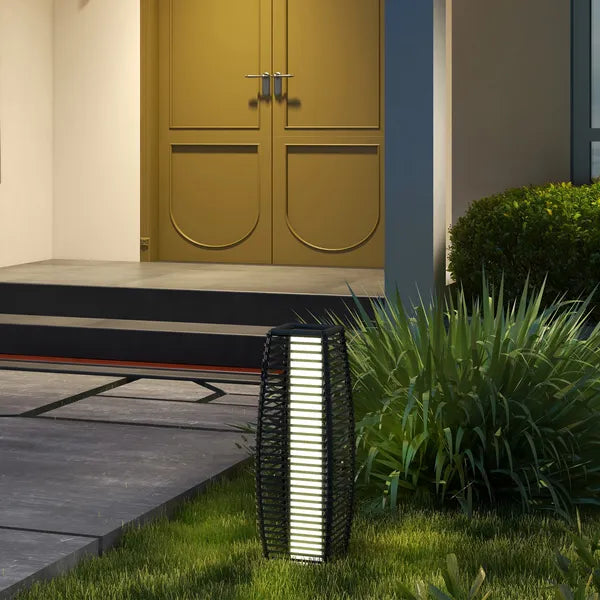 Outsunny Solar-Powered Rattan Floor Lamp, Auto On/Off LED Outdoor Garden Lantern, Pathway Light, Gray - product image 10