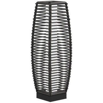 Outsunny Solar-Powered Rattan Floor Lamp, Auto On/Off LED Outdoor Garden Lantern, Pathway Light, Gray - product image 1