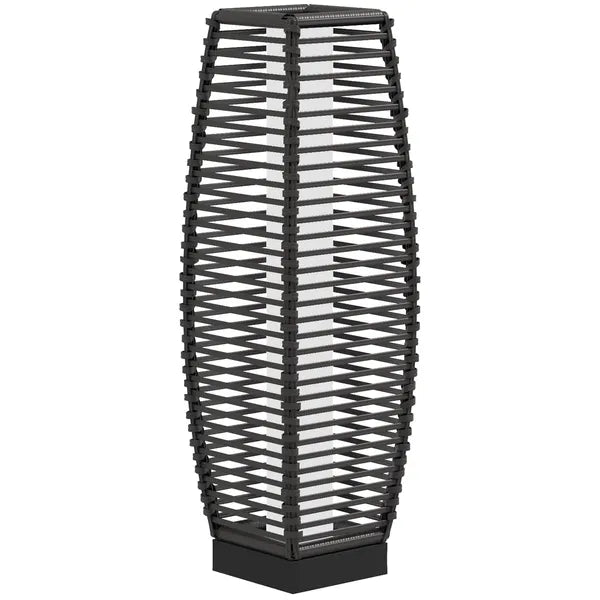 Outsunny Solar-Powered Rattan Floor Lamp, Auto On/Off LED Outdoor Garden Lantern, Pathway Light, Gray - product image 1
