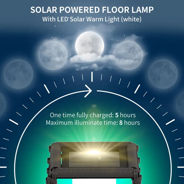 Outsunny Solar-Powered Rattan Floor Lamp, Auto On/Off LED Outdoor Garden Lantern, Pathway Light, Gray - product image 5