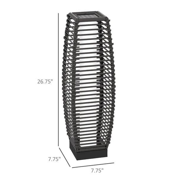 Outsunny Solar-Powered Rattan Floor Lamp, Auto On/Off LED Outdoor Garden Lantern, Pathway Light, Gray - product image 3